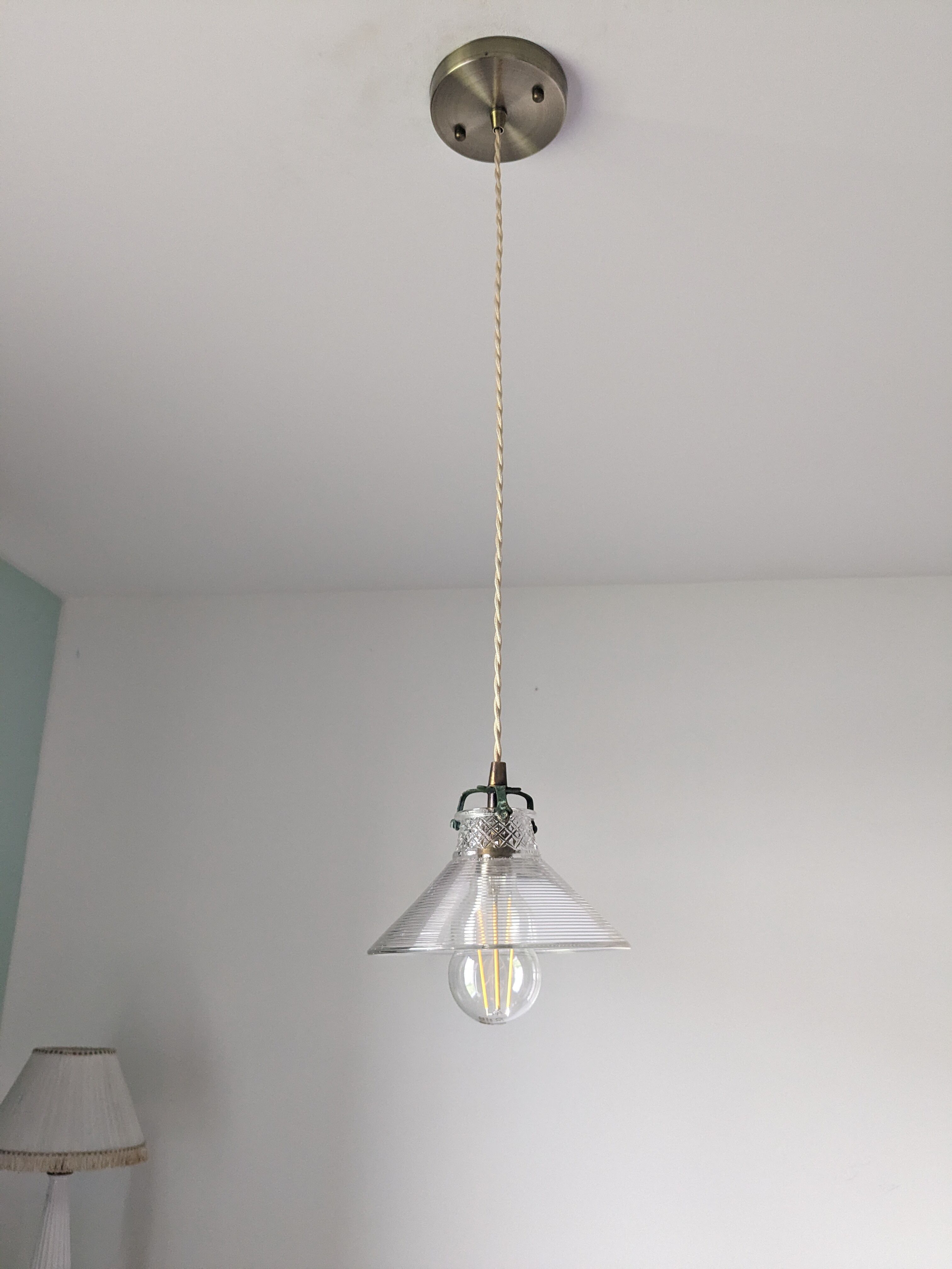 Vintage glass pendant lamp Westinghouse XIXth