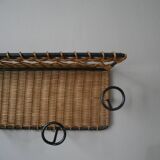 Coat rack cloakroom metal wrought iron wicker rattan handcrafted wall unit storage