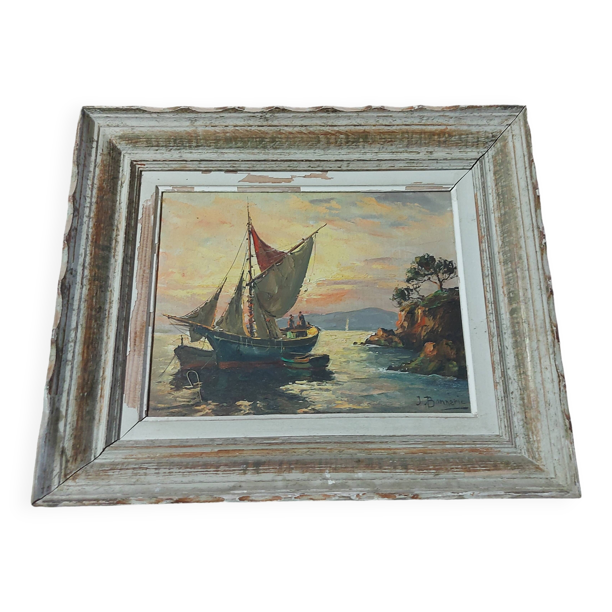 Painting, oil painting on canvas, marine, seaside
