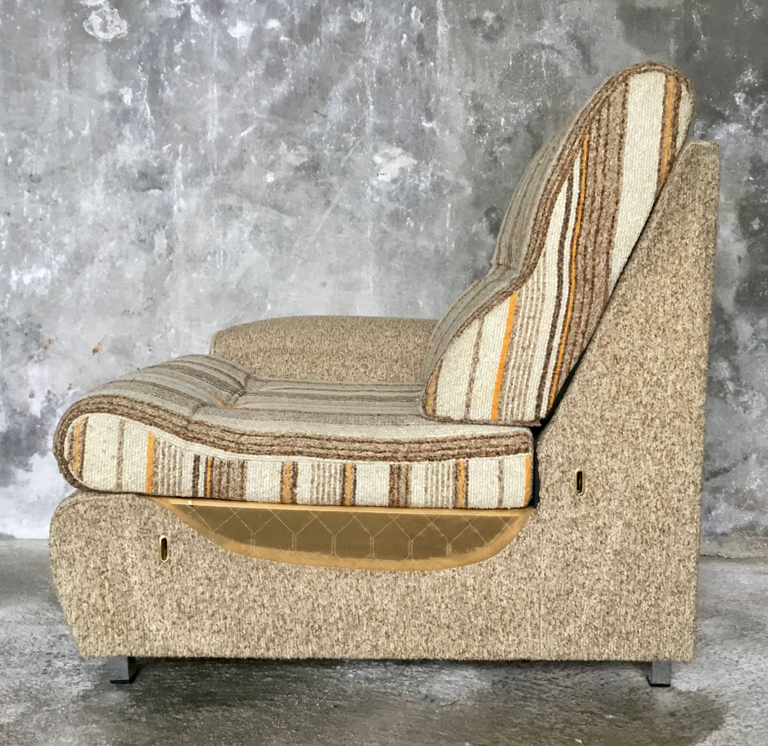 Corner sofa convertible in antique wool brand GMC seats - design 1970