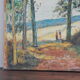 Oil on canvas painting forest by the sea