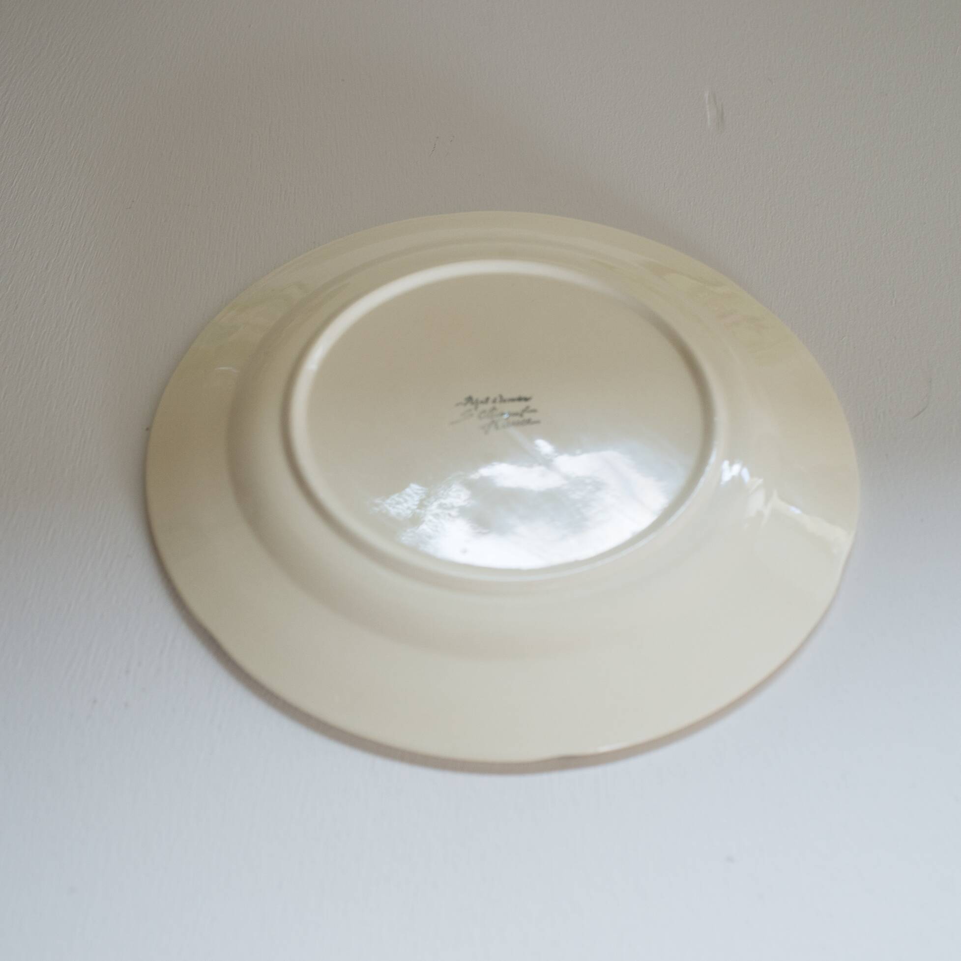 3 antique dessert plates decorated with fruit in slurry of Saint Clement