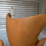 Restored Arne Jacobsen Egg armchair and ottoman for Fritz Hansen, 1960s