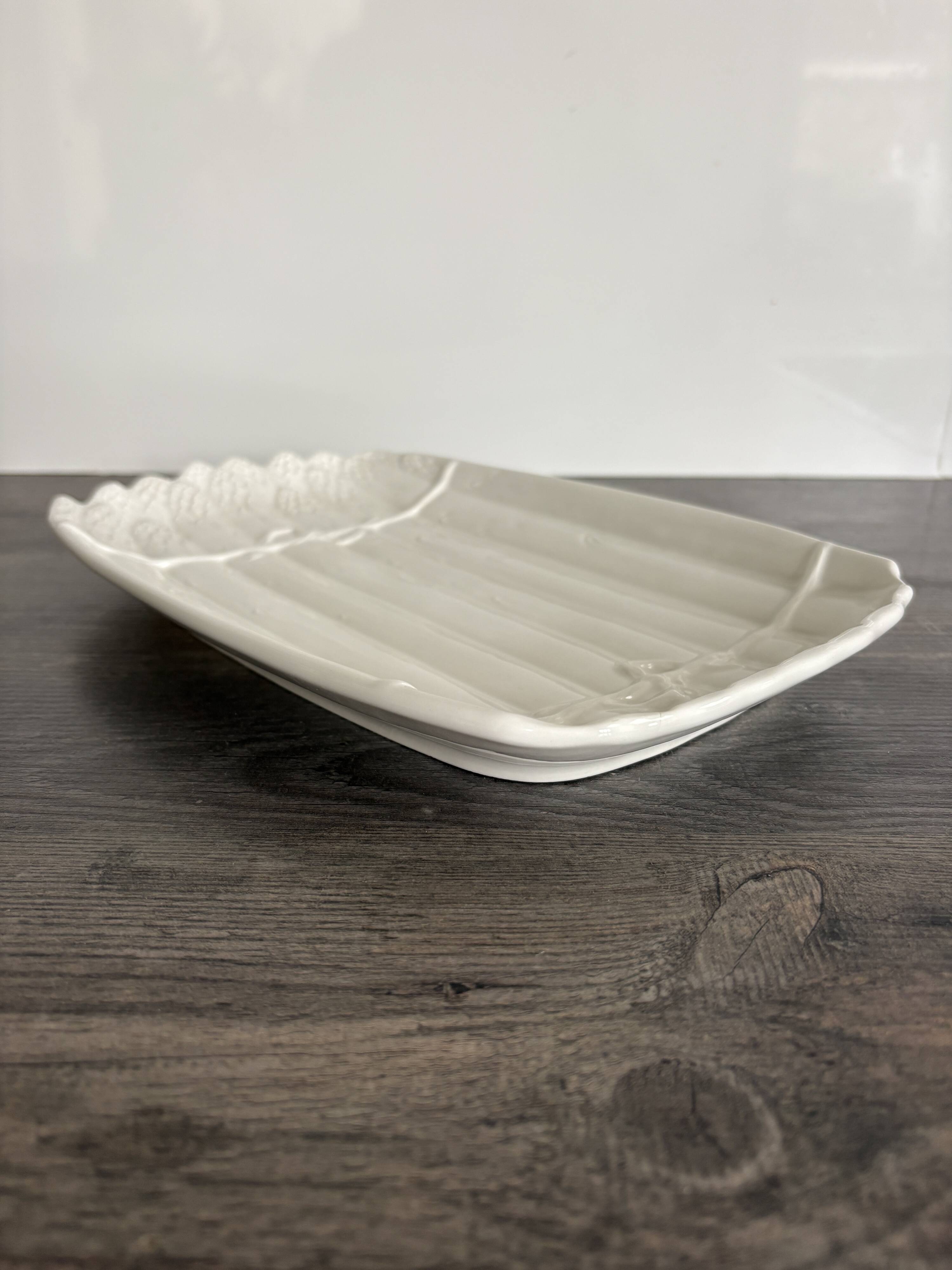 Vintage White Ceramic Asparagus Dish