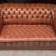 Vintage Chesterfield 2-Seater Sofa in Burgundy Leather with Button Tufting