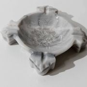 Vintage Mexican marble ashtray from the 1970s, engraved Aztec pattern.