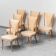 Ensemble de 6 chaises, simili cuir et bois, modernisme vintage années 50