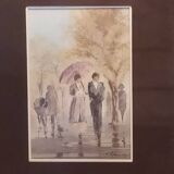 aquarelle signée Maurice Fillonneau (1930-2000) intitulée la Pluie
