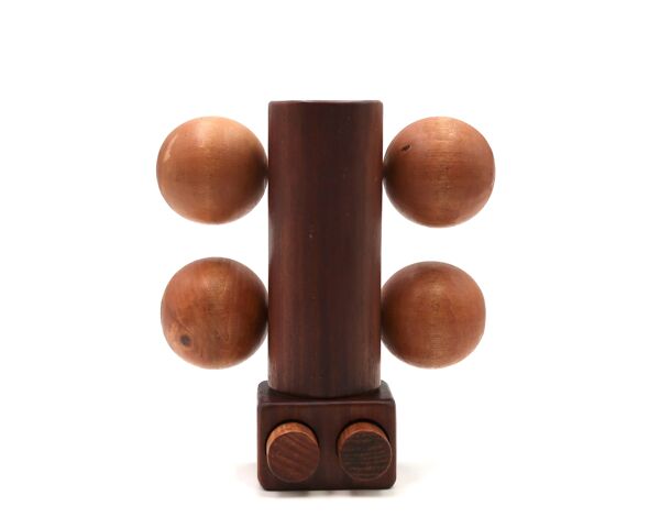 Jouet en bois sur roulettes, chenille, années 70