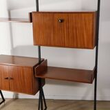 Vintage modular bookcase in wood and metal, Italy, 1960