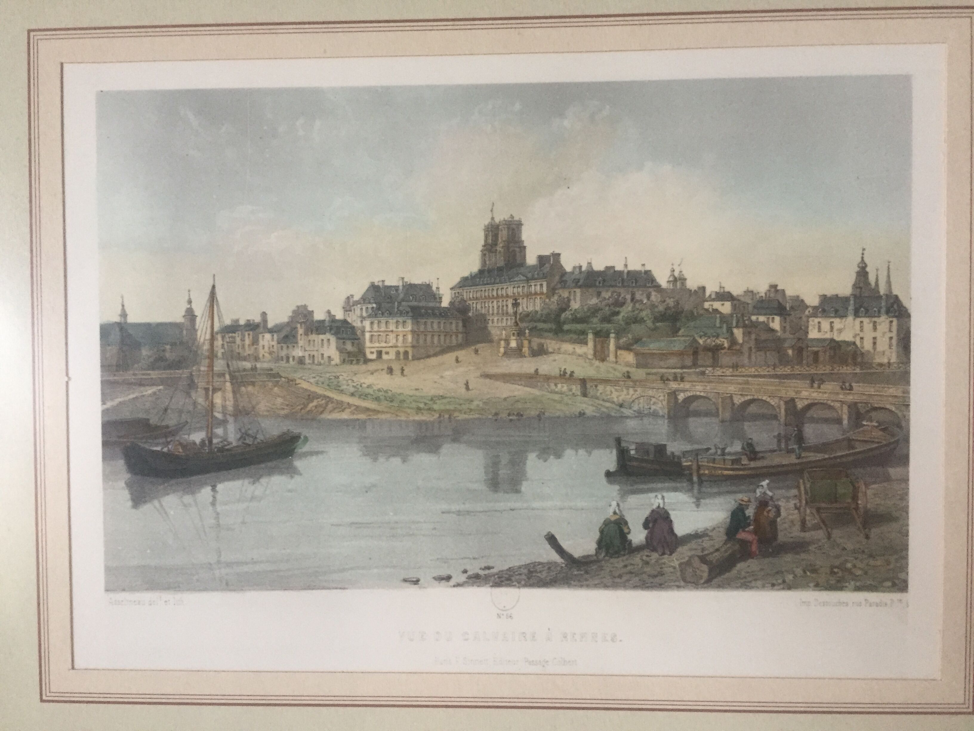 Lithograph by L.A. Asselineau (1808-1889) - View of calvary in Rennes