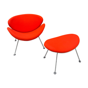 fauteuil slice avec ottoman - orange