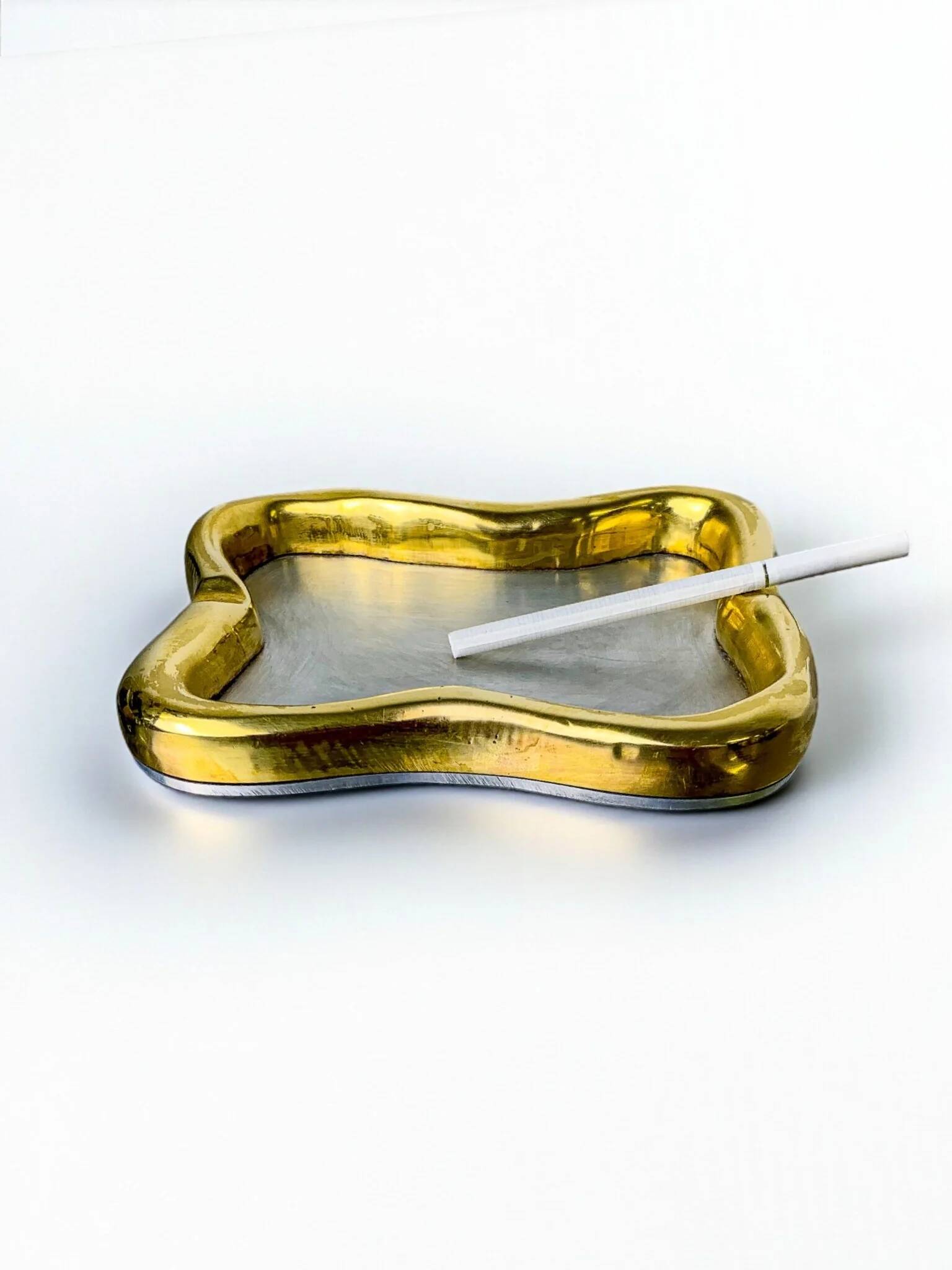 David Marshall brutalist ashtray, bronze and brass, 1970s