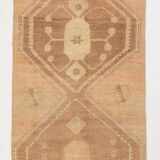 Brown & Cream Turkish Runner Rug, 95x377Cm