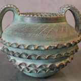 Terracotta vase with ceramic bronze green patina vase