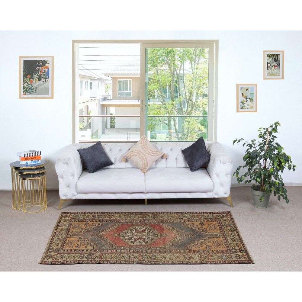 Vintage Handmade Turkish Oriental Rug for Country Homes, Rustic & Tribal Interiors. 100% Wool