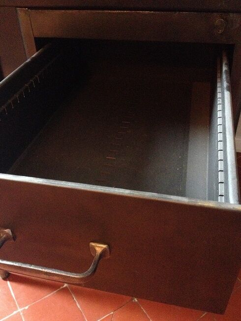 Industrial metal and glass top desk