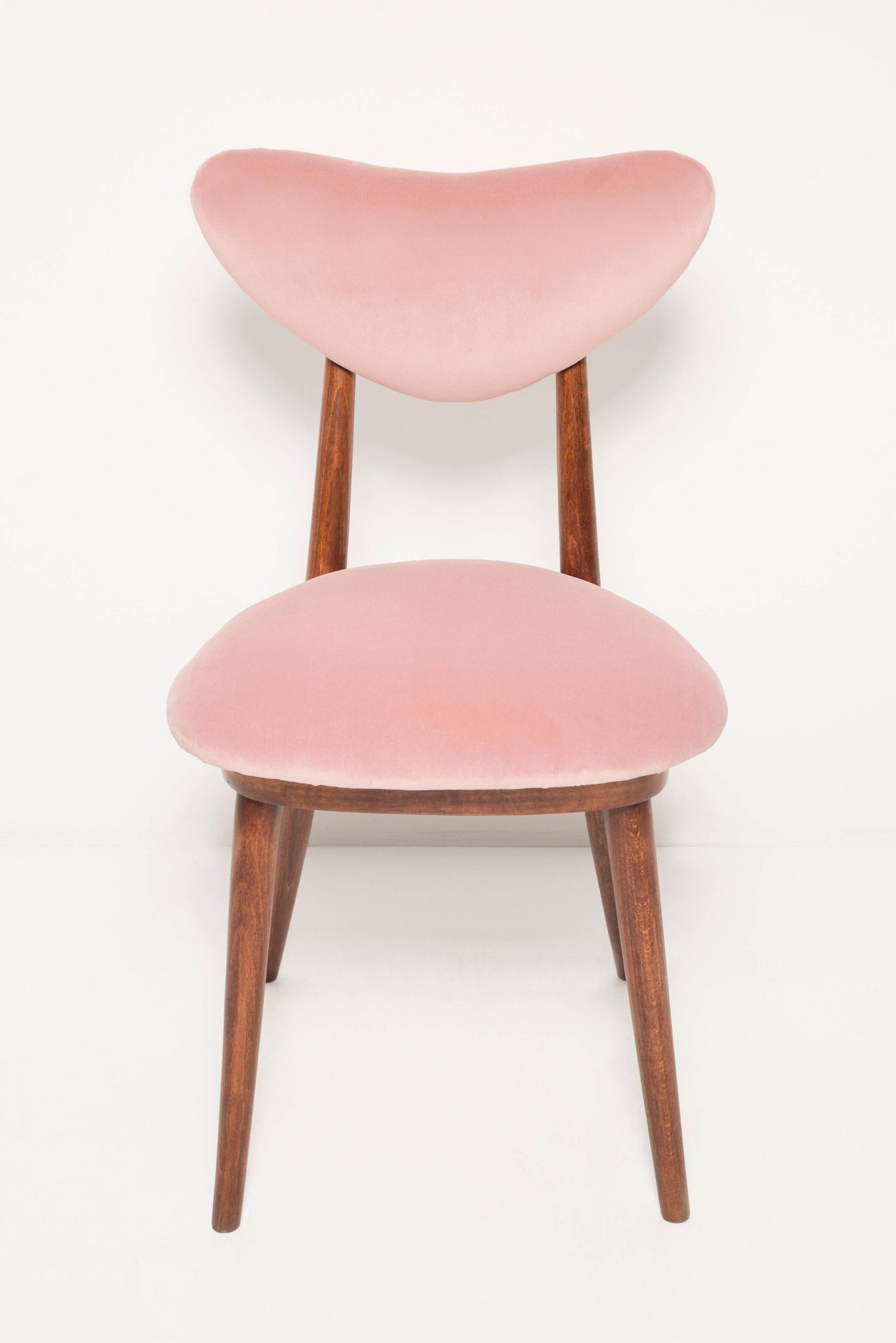 Mid-century light pink velvet heart-shaped chair, Europe, 1960s.