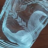 Rectangular vase in crystalline glass engraved Carabin