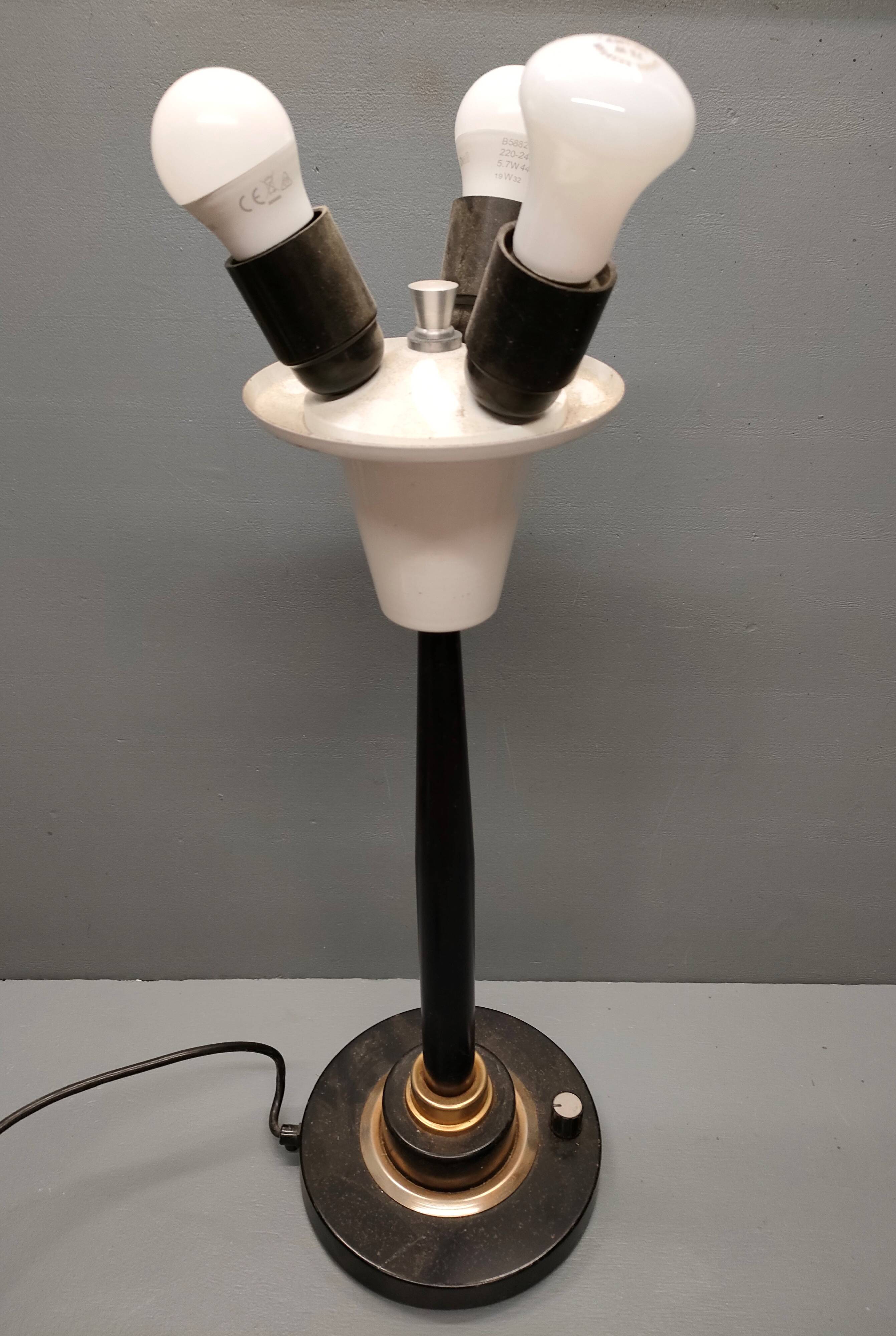 Lumi industrial metal lamp base - three lights - 1970s - Italy