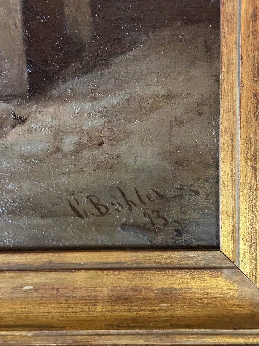 Maternity or Young Peasant Woman and Her Child, Signed C Bühler, Italy 19th C.