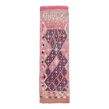 3x9 navy blue & pink turkish runner rug 79x272cm