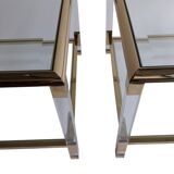 Set of 2 side tables in acrylic glass and brass, France, 1970s
