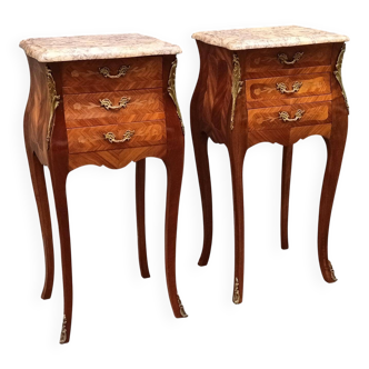 Pair of Louis XV style bedside tables in rosewood.
