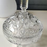 Bohemian cut crystal candy dish. Sophisticated star motifs.