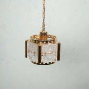 Vintage brass and frosted glass pendant, Vitrika glass pendant.