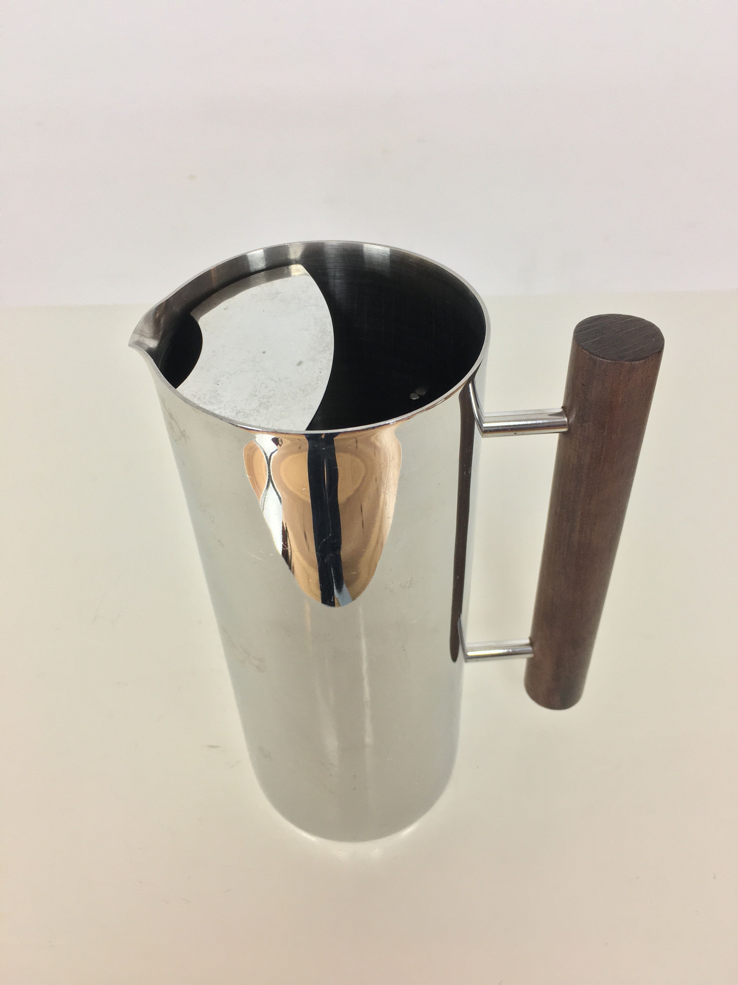 Scandinavian pitcher by Guy Degrenne, stainless steel and wood