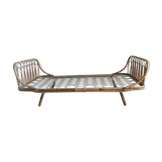 Bed bench into rattan vintage 1960