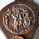 Ancien soufflet en bois sculpté & cuir