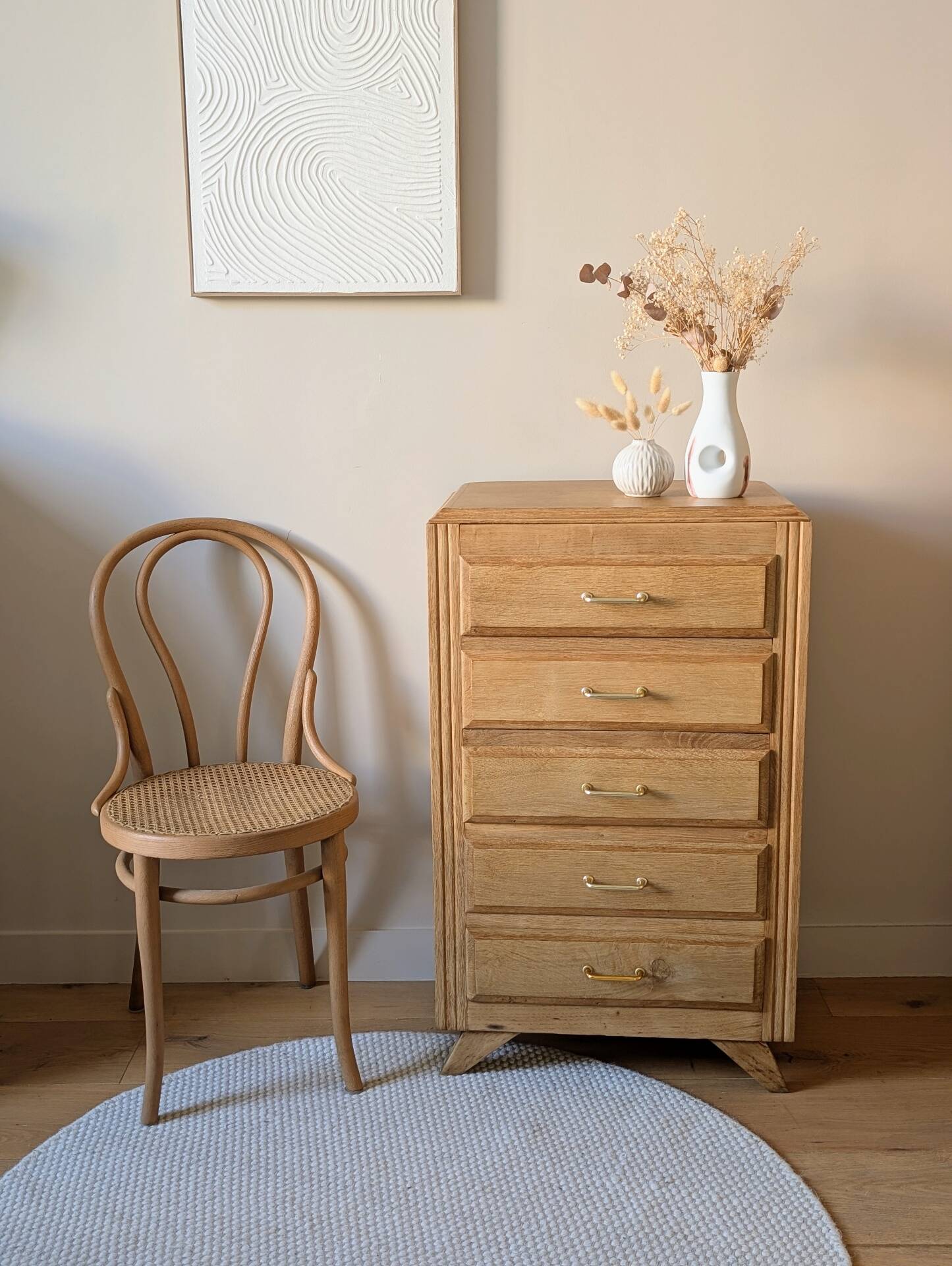 Chiffonnier vintage années 50 60 rénové pieds compas
