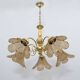 Mid-Century Modern Italian Glass and Brass Chandelier, 1960s