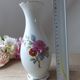Porcelain vase pink flowers motif made in portugal