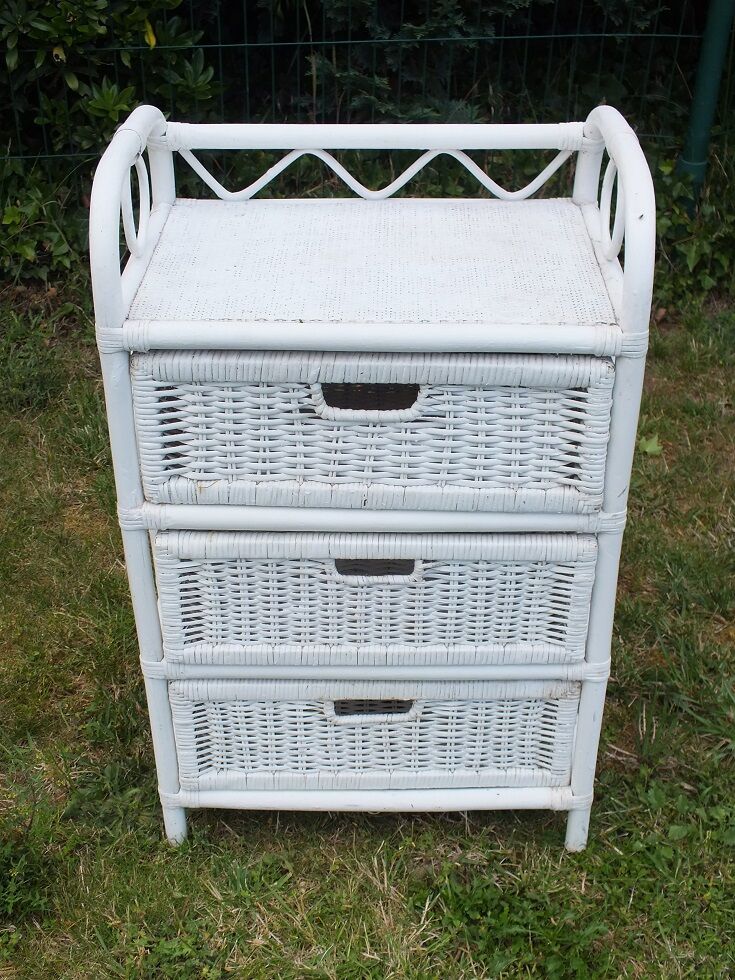 Peacock white rattan headboard 140 + chest