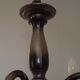 French Vintage Two Tone Silver Metal 6 - Light Flemish Chandelier Red Drips