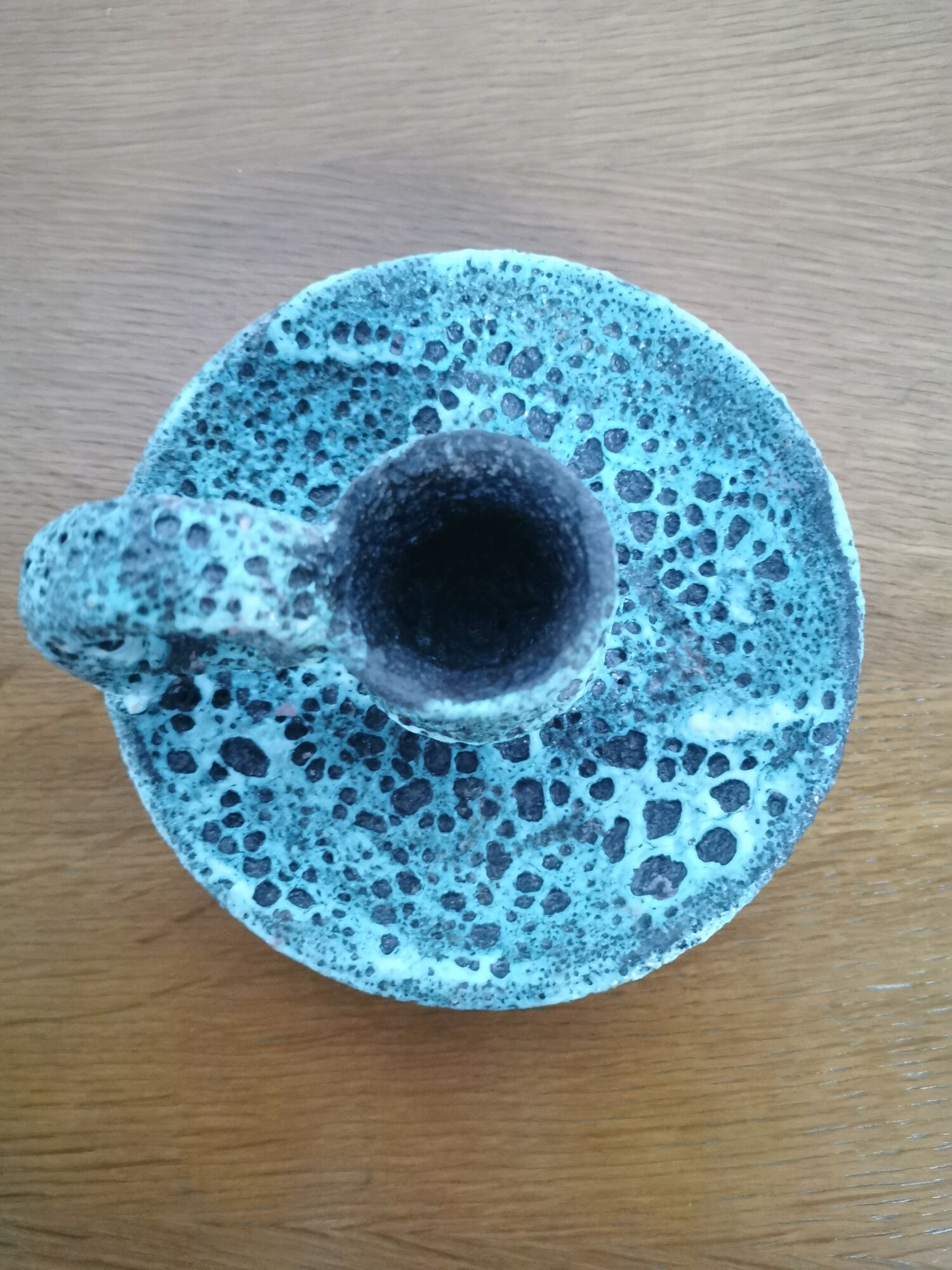 Bougeoir ancien en céramique Fat Lava