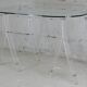 Office Plexiglas trestles, glass tray rounded edges, France, circa 1970