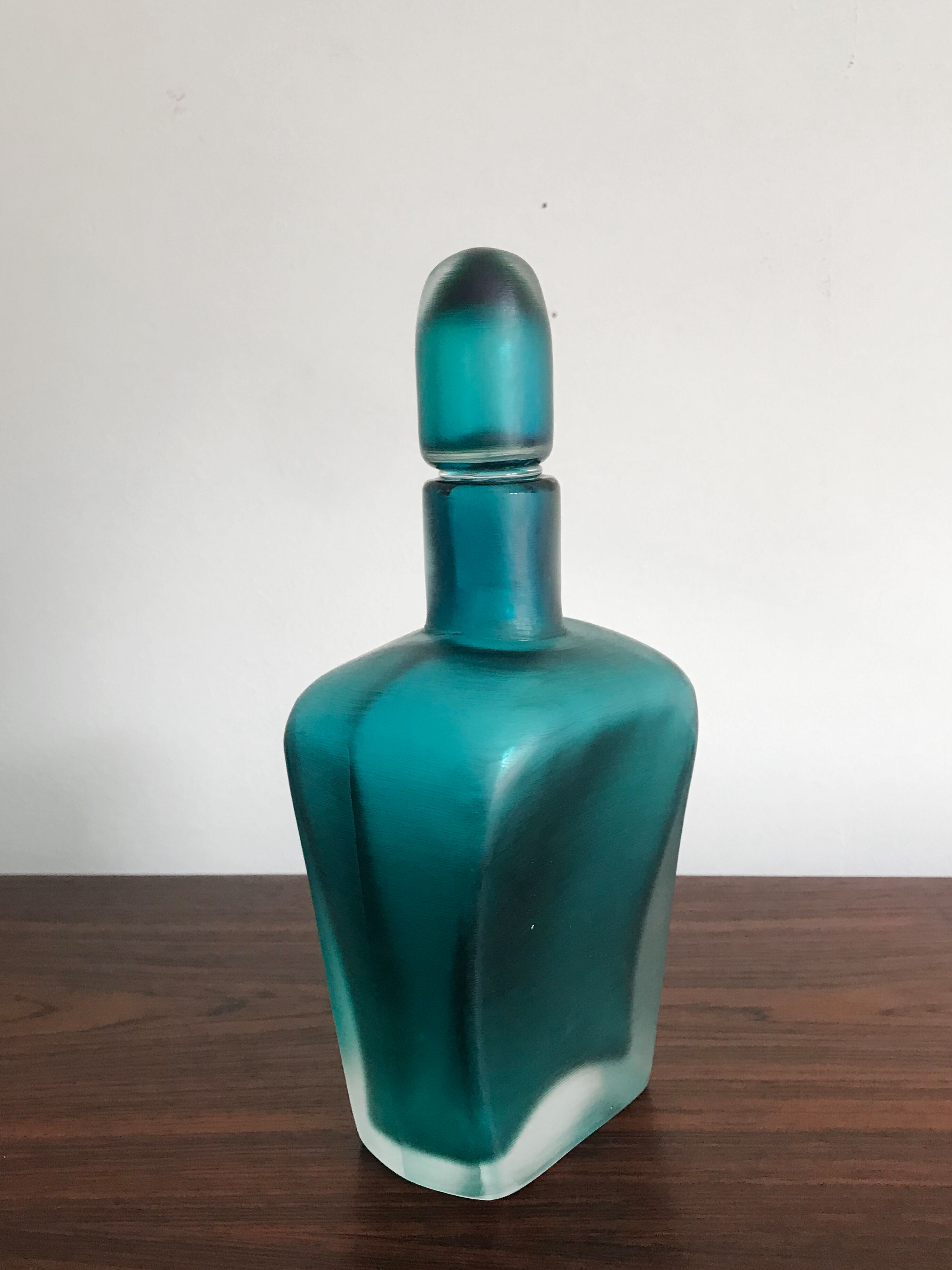 Italian venini murano blue glass bottle incisi serie 1981