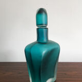 Italian venini murano blue glass bottle incisi serie 1981