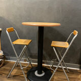 Set of high Ikea bistro table and its 2 stools