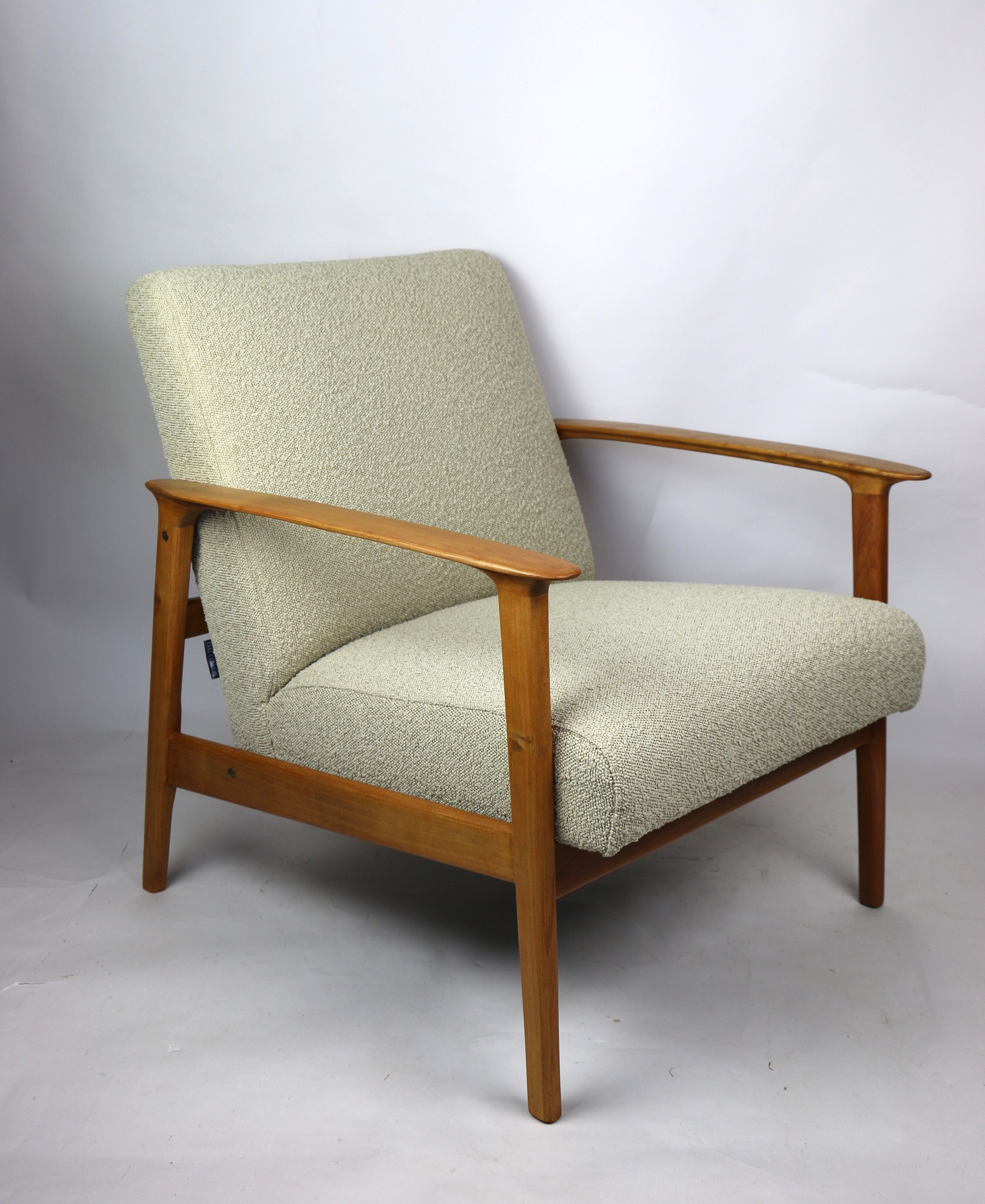 Fauteuil danoise beige en Boucle années 1970