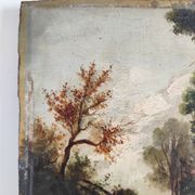 Huile sur panneau "Berger avec ses moutons", XIXème s.