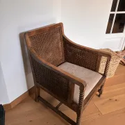Fauteuil bois massif et rotin