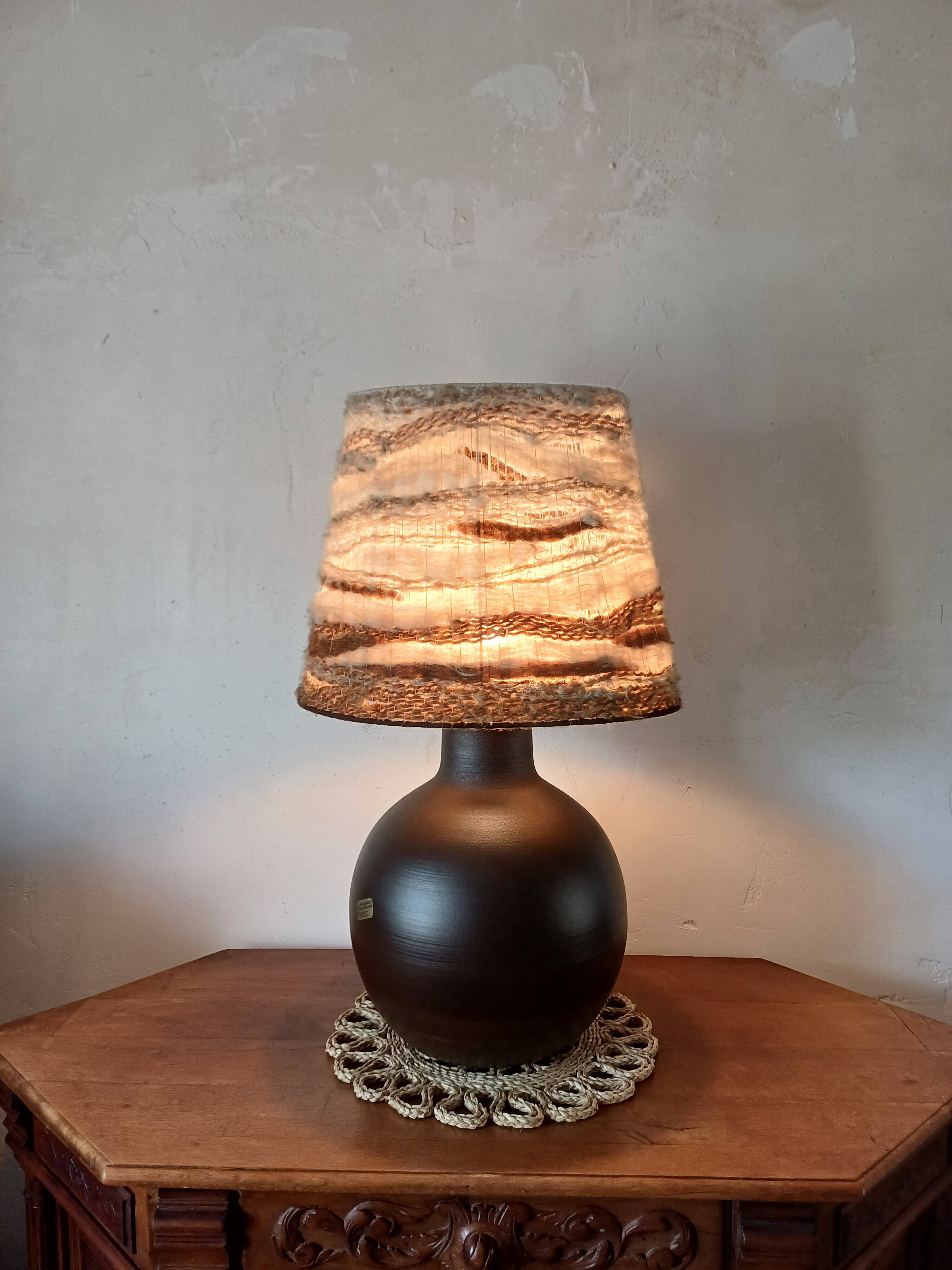 Belgian ceramic ball lamp with handmade shade – 19