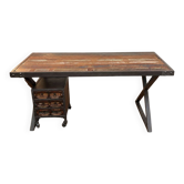 Ensemble bureau + desserte industrielle kare métal et bois massif