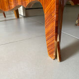 Commode marquetterie and its two bedside tables marble and bronze