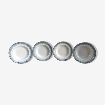 4 hollow plates in Longwy earthenware model "Suzanne" Iron Earth